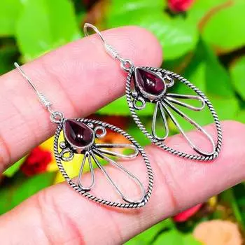 Hessonite Garnet Gemstone Handmade 925 Sterling Silver Gift Earring 2.01 P9Y04