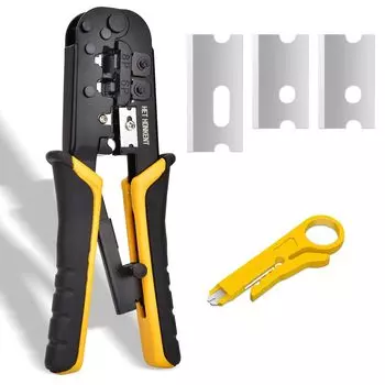 HET HONKENT RJ45 обжимной инструмент LAN разъем обжимные клещи многофункциональный храповой тип RJ45 RJ12 RJ11 LAN кабель совместимый с телефонной линией