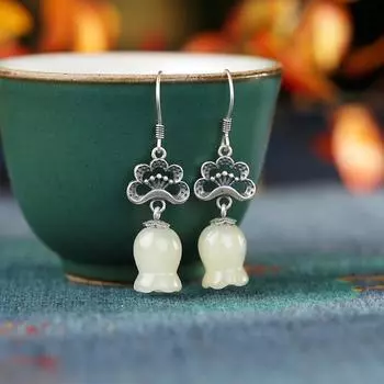 1PAIR серьги женские длинные серьги в этническом стиле магнолия винтажные серьги женские