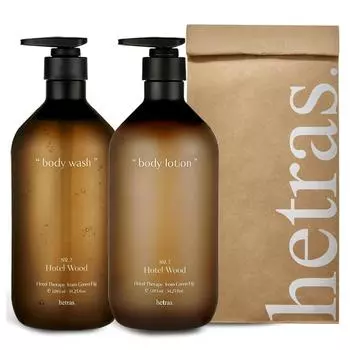 Hetras Hotel Therapy большой емкости гель для душа 1013 мл + лосьон для тела 1013 мл Подарочный набор Hotel Wood, 1 набор
