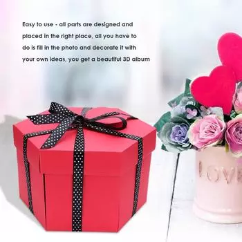 Hex Explosion Box DIY Фотоальбом Скрапбукинг Бомба Коробка Подарок На День Рождения Сюрприз Рождество чёрный