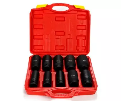 Hex Impact Socket Hublock Nut Deep Socket Drive Angle 19mm Top Height of 30mm 38mm Dedicated storage Tool set with case (3/4 inch) 76-80mm [Set 10]