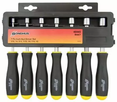 Hex Nut Driver Millimeter Set Chrome Plated Set of 7 BNX7 No []BONDHUS (3/16, 1/4, 5/16, 11/32, 3/8, 7/16, 1/2 inch) .48445