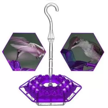 Hexagonal Hummingbird Water Feeder Garden Decoration Lawn Bird Seed Outdoor Hanging Round Strap Hook Bird Feeder M синий