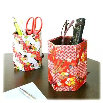 Hexagonal Washi Paper Brush Easy to Japanese Holder, Assemble, Accessories, Kyo-Yuzen (5 Colors)