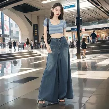 HEY+JEANS женские ретро свободные брюки с высокой талией и широкими штанинами - весна 2023 корейский стиль