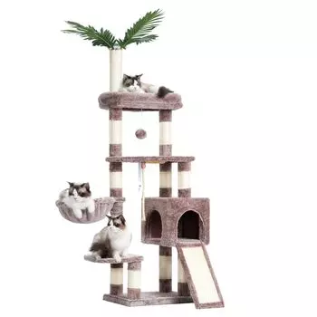 Heybly Cat Space Easy to Cat Large Observation Natural Hemp Claw Toch Декоративные листья Высота Светло-коричневый HCT015MU Башня, Тонкий, Стационарный, светло-коричневого