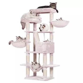 Heybly Cat Tower for Large Cats and Multiple Ultra Space Easy to 2 Large Observation Natural Hemp Claw Sharpening Height Light Brown HCT025MU Cats, светло-коричневого