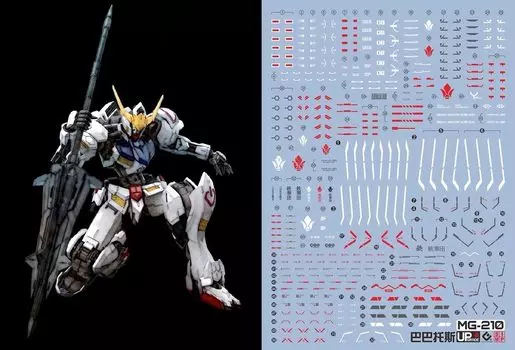 HG RG EG MG MGSD PG RE HiRM Robot MS Detail up water transfer decal MG Gundam Fluorescent!! (for 1/100 Barbatos) [Item]