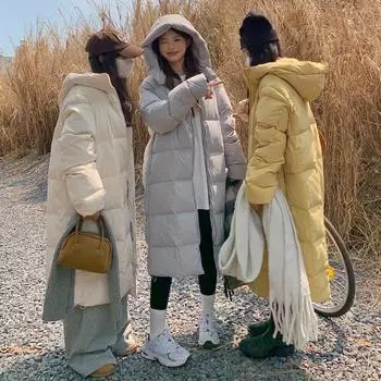 Hgih Качественное модное осенне-зимнее ретро ленивый стиль, свободное пуховое пальто для пожилых людей, зимнее теплое пальто средней длины, одежда для хлеба L белый