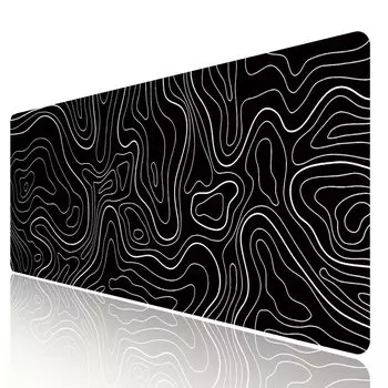 HGWALP Mouse Pad Gaming TOPO Large Mouse Pad Black and White Terrain Mouse Pad with Rubber Extension XXL Keyboard Mat for X Inch Non-Slip Base, Desk,