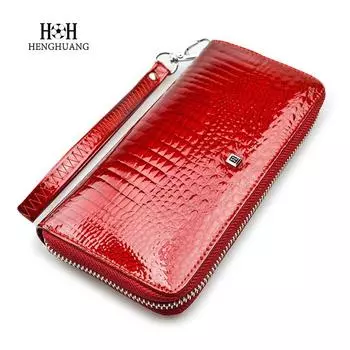 HH модные женские кошельки и кошельки на запястье кошельки женский длинный кошелек на молнии женский кошелек для монет с удостоверением личности клатч из кожи аллигатора S чёрный