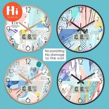 Hi 12-дюймовые светодиодные настенные часы, пластиковые часы, домашний декор, бесшумные настенные часы для гостиной, спальни, дизайн современного искусства