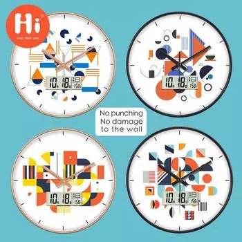 Hi 12-дюймовые светодиодные настенные часы, пластиковые часы, домашний декор, бесшумные настенные часы для гостиной, спальни, дизайн современного искусства