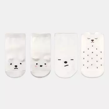 Hi Baby Club Baby White Bear Носки, 4 шт., корейские детские товары