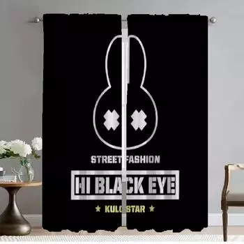 Hi Black Eye Curtains Детская комната Современная гостиная Шторы для камеры Shades Разделительная тюль для спальни Затемняющие шторы для дома W50xH70cmx2pcs-CL