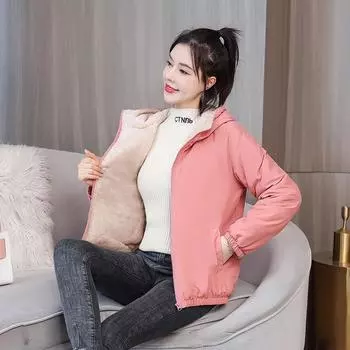 HI-FASHION Пиджак большого размера, осенне-зимний, утепленный, тонкий, с длинными рукавами, женская универсальная бархатная куртка XL розовый