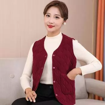 HI-FASHION Жилет большого размера, женская зимняя куртка, модный жилет без рукавов с V-образным вырезом, однотонный ромбовидный утеплитель 2XL розовый