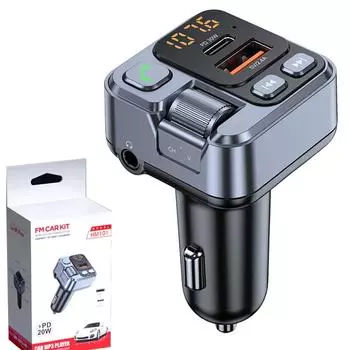 Hi-Fi Bluetooth FM-передатчик с усилением басов - автомобильный аудиоадаптер с голосовой навигацией и быстрой зарядкой HM101