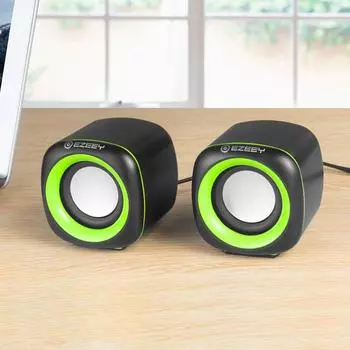 Hi-Fi Мини Настольный Проводной USB Компьютерный Двойной Динамик Для Ноутбука ПК Объемный Стерео Сабвуфер Воспроизведение через Aux Мега Бас Громкий Динамик