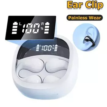 Hi-Fi сабвуфер, беспроводные наушники, зажим для ушей, безболезненное ношение, стерео музыка с HD-микрофоном, цифровой дисплей для всех смартфонов