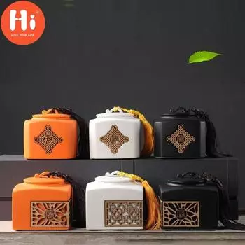 Hi керамический большой полый контейнер для чая, кофейных зерен, резервуар для хранения конфет, печенья, влагостойкая герметичная банка A