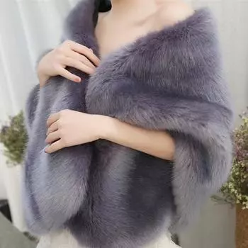 Hi Mama Winter Bride Fox Fur Shawl Wedding Dress Cape Dress Cheongsam Fur Cloth Jacket White Female Sale average size