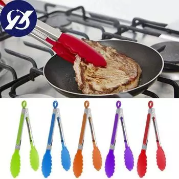 Hi-Q MINI Силиконовые щипцы для приготовления пищи, сервировки барбекю, посуда из нержавеющей стали красный