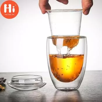 Hi-слой с двойными стенками, стеклянная чашка для чая 3 в 1 с заварочным устройством и крышкой, термостойкое прозрачное ситечко для чая, фильтр для кофе, посуда для напитков прозрачный
