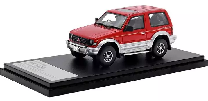 Hi Story Mitsubishi Pajero METALTOP WIDE Venus Silver Готовый продукт 1/43 XR-II (1991) Красный/Грейс