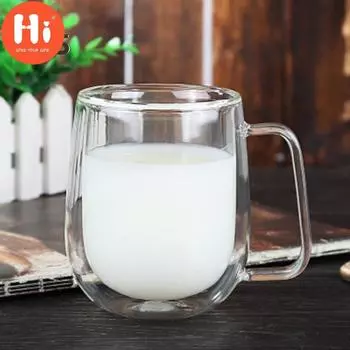 Hi Trendshome Decor 300 мл термостойкая стеклянная чашка с двойными стенками, изоляционная кружка для питья молока, сока