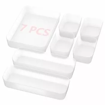Hianjoo Desk Tray Storage Case Drawer Drawer Divider Candle Candle Candle Candle Candle Office Accessories Organizer Cosmetic Storage Box Divider Box Neat Storage Pack of 7
