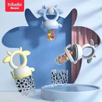 Hibobi Baby силиконовая соска-пустышка с рисунком коровы для самостоятельной подачи еды 50ml жёлтый