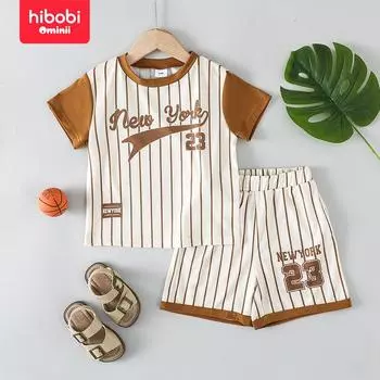 hibobi Boys Basketball # 23 Комплект полосатой футболки с короткими рукавами 18-24 M коричневый