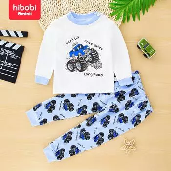 Hibobi детская удобная и красивая домашняя одежда из двух частей с длинными рукавами. 6-9 Months светло-синий