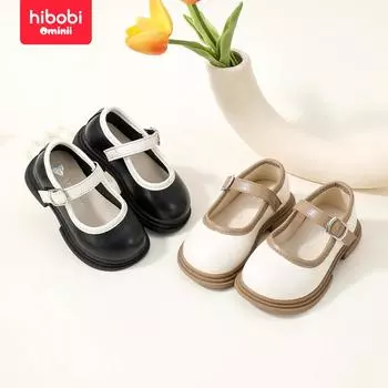 hibobi/Детские однотонные низкие туфли на липучке для девочек 26 бежевый