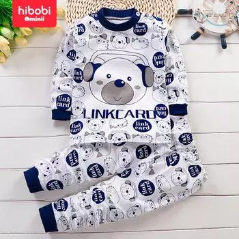 Hibobi Детский осенне-зимний комплект детского нижнего белья из хлопка для мальчиков, осенняя одежда для малышей, осенние штаны, детские пижамы, одежда для дома 6-9 M жёлтый