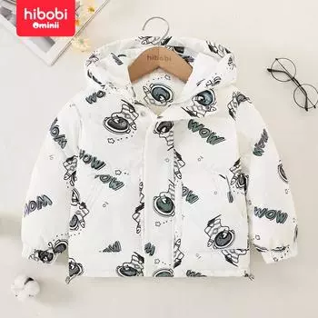 hibobi Детский пуховик с капюшоном и принтом космонавта среднего и большого размера 5-6 Years белый