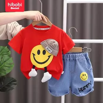 Hibobi детский удобный, милый и красивый летний комплект из двух предметов с короткими рукавами. 12-18 Months красный