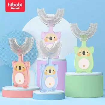 Hibobi Koala Shape Baby Симпатичный мультяшный прорезыватель U-образная зубная щетка зелёный