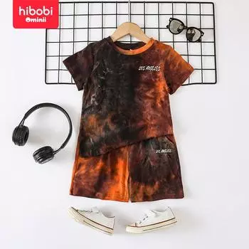 hibobi, комплект из 2 камуфляжных комбинезонов и повседневных брюк для маленьких мальчиков 18-24 M оранжевый
