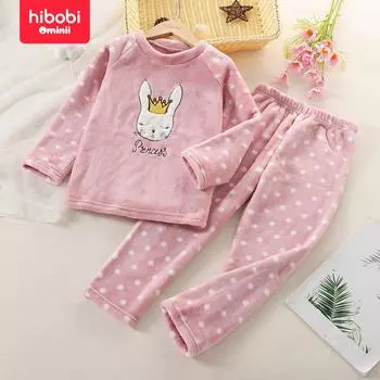 hibobi, комплект из 2 предметов для девочек, полосатый лоскутный плюшевый топ с длинными рукавами и однотонные брюки с узором кролика в стиле пэчворк 6-7 Y горячий розовый