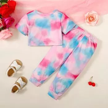 hibobi: короткий прозрачный топ из двух предметов для маленьких девочек и брюки в тон 18-24 M розовый