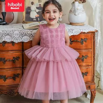 hibobi Милое однотонное тюлевое платье для маленьких девочек 9-12 Months розовый