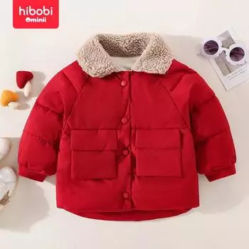 Hibobi однотонная берберская флисовая куртка с карманами на пуговицах и хлопковой подкладкой для маленьких девочек 18-24 M розовый