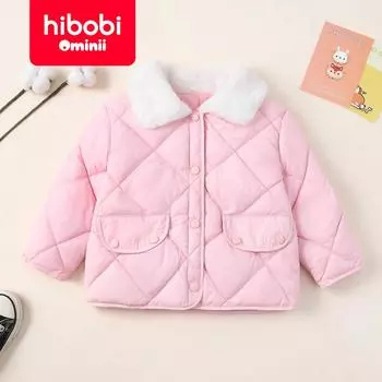 hibobi однотонная куртка на пуговицах с хлопковой подкладкой для маленьких девочек 2-3 Years розовый