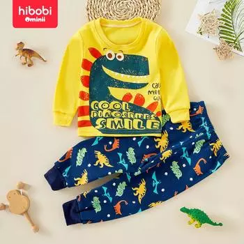 Hibobi, осенне-зимний новый детский комплект нижнего белья, корейская версия, детская осенняя одежда, осенние штаны, детская домашняя одежда из двух предметов 9-12 M жёлтый