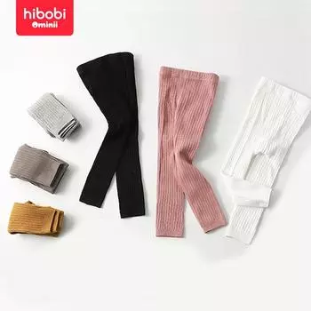 Hibobi Повседневные однотонные леггинсы для маленьких девочек 9-12 M розовый