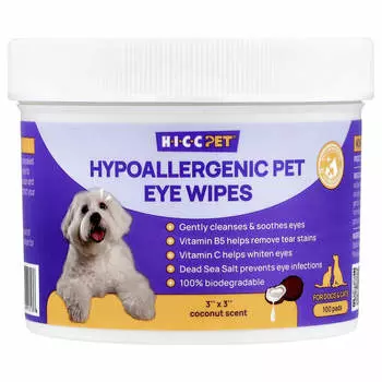 HICC Pet Гипоаллергенные детские салфетки для собак и кошек, Кокос, 100 штук
