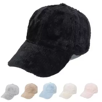 Hick Plush Warm Baseball Cap Solid Color Искусственный мех Пушистая папа Hat Утепленные регулируемые солнцезащитные шляпы для женщин Осень и зима Adjustable чёрный